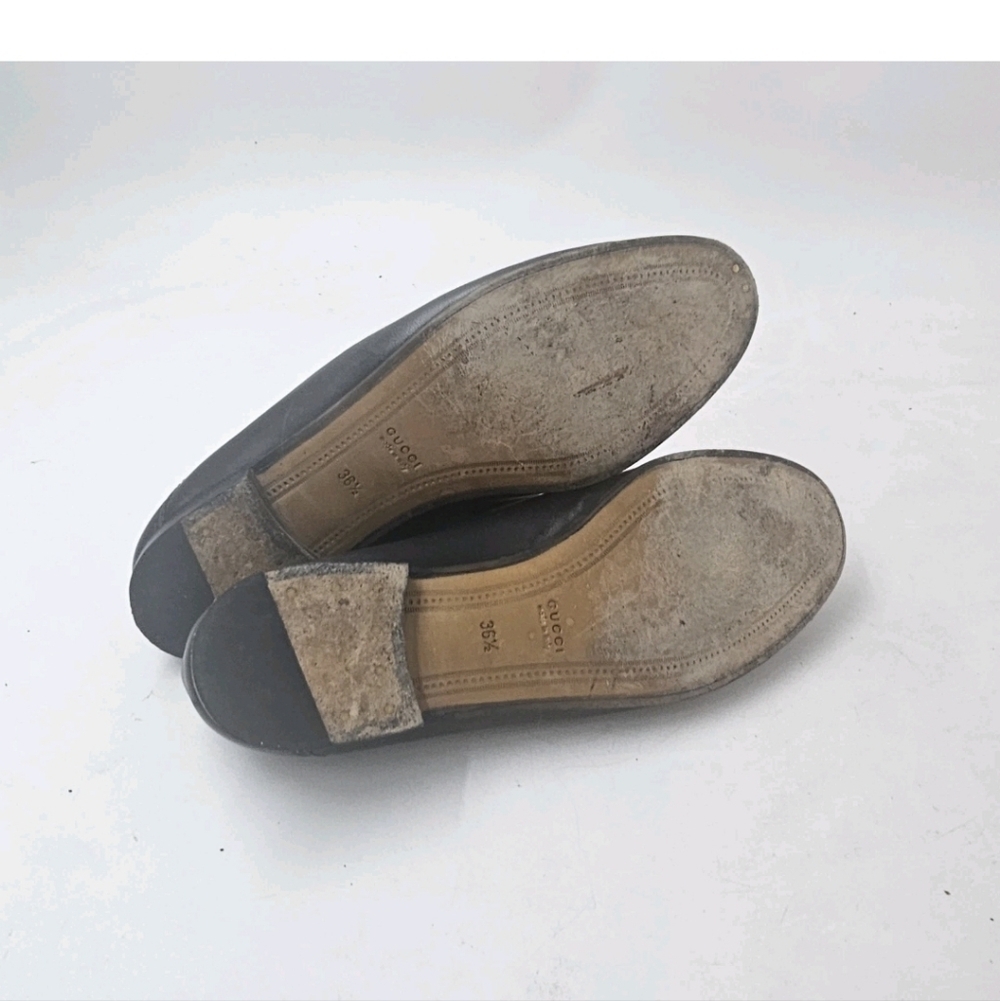 GUCCI Brixton Black Leather Horsebit Loafer Size EU 36.5 US 6.5 Collapsible Heel - Picture 16 of 16